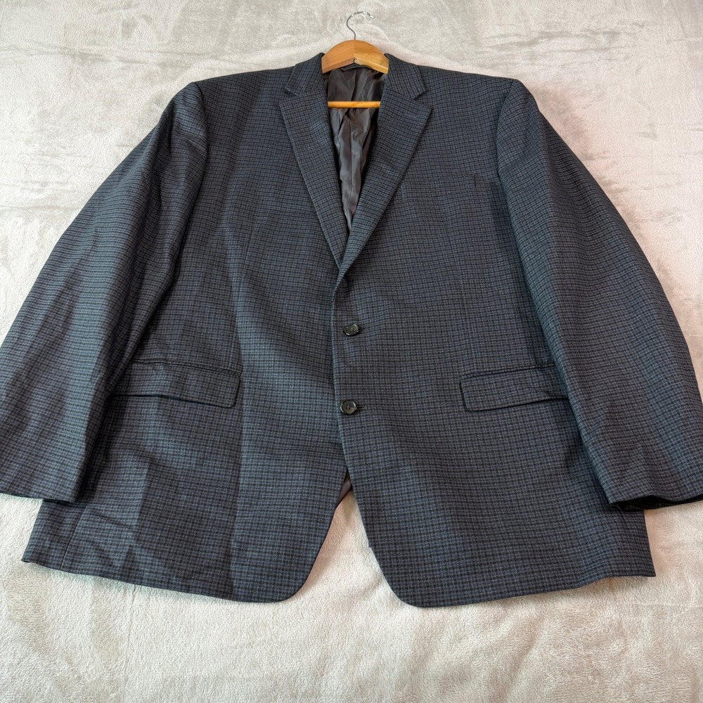 Lauren Ralph Lauren Mens 48L Tall Gray Blue Plaid 2-Button Blazer Sport Coat EUC